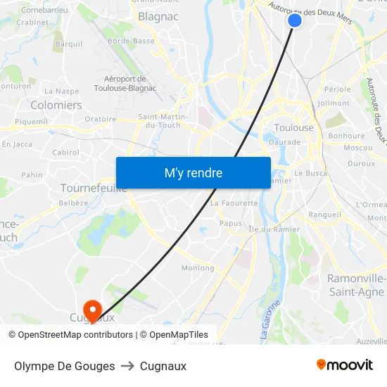 Olympe De Gouges to Cugnaux map
