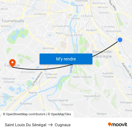 Saint Louis Du Sénégal to Cugnaux map