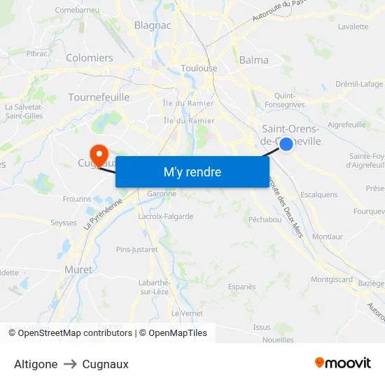 Altigone to Cugnaux map