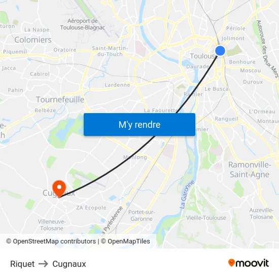 Riquet to Cugnaux map