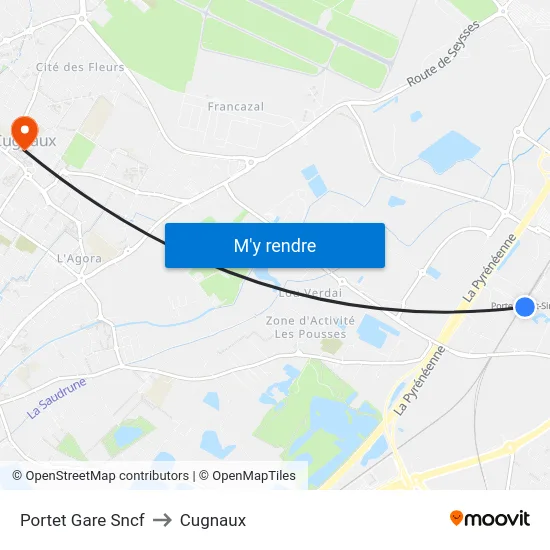 Portet Gare Sncf to Cugnaux map