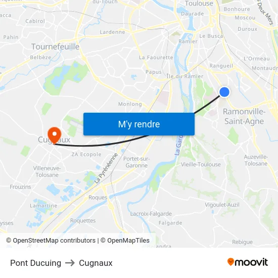 Pont Ducuing to Cugnaux map