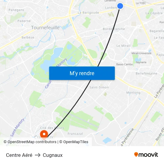 Centre Aéré to Cugnaux map