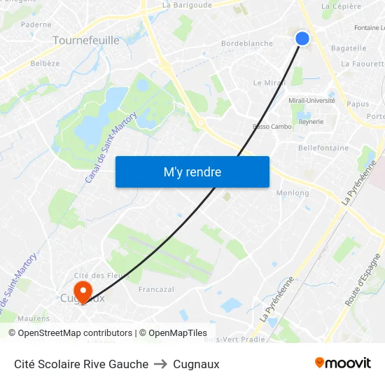 Cité Scolaire Rive Gauche to Cugnaux map