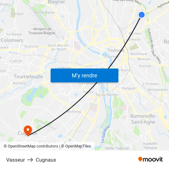 Vasseur to Cugnaux map