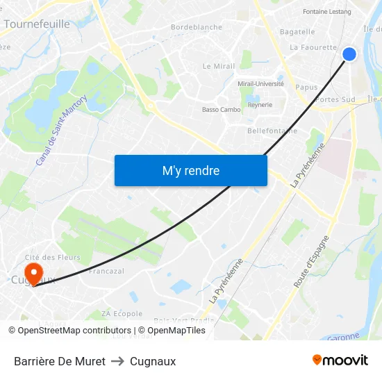 Barrière De Muret to Cugnaux map