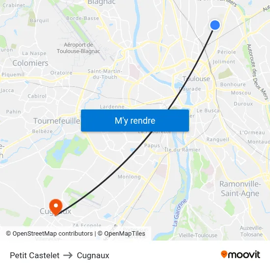 Petit Castelet to Cugnaux map