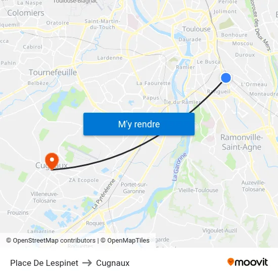 Place De Lespinet to Cugnaux map