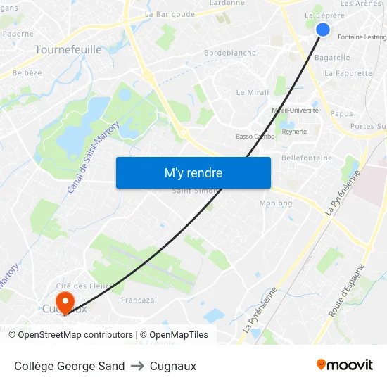 Collège George Sand to Cugnaux map