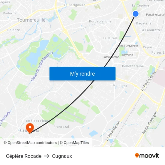 Cépière Rocade to Cugnaux map