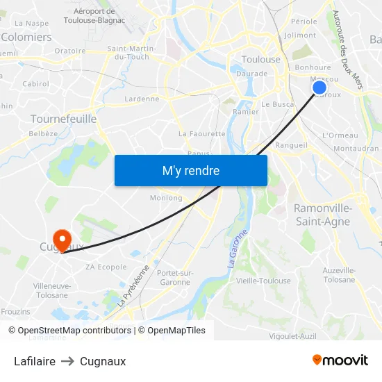 Lafilaire to Cugnaux map
