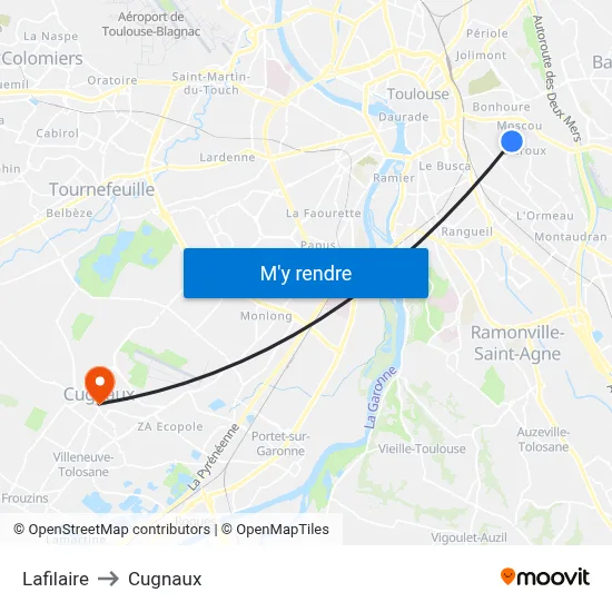 Lafilaire to Cugnaux map
