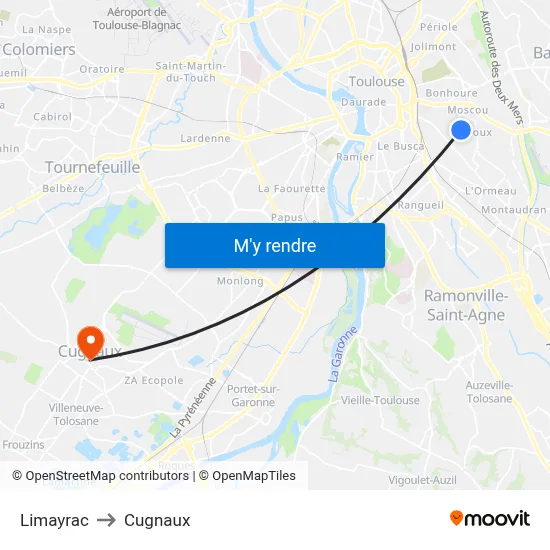 Limayrac to Cugnaux map