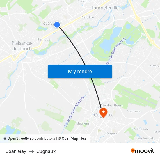 Jean Gay to Cugnaux map