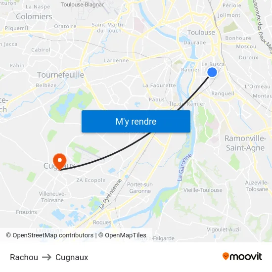 Rachou to Cugnaux map