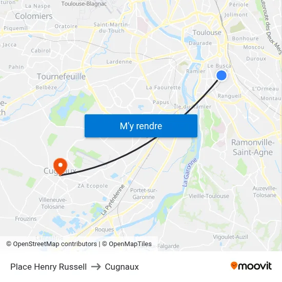 Place Henry Russell to Cugnaux map