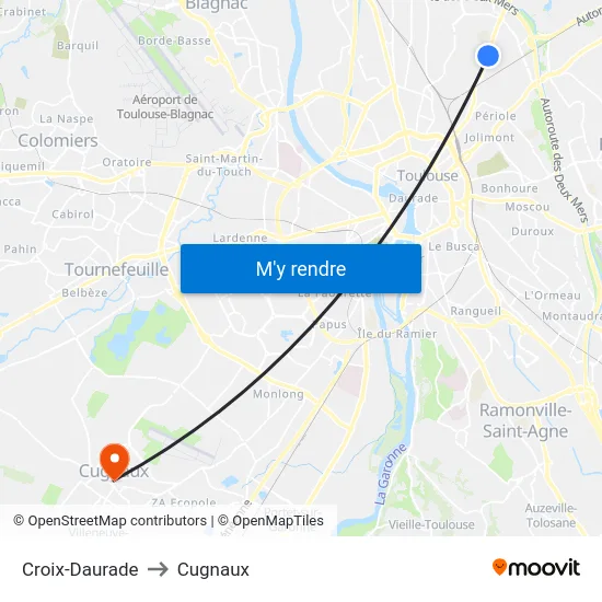 Croix-Daurade to Cugnaux map