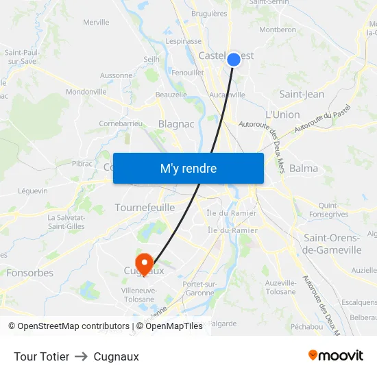 Tour Totier to Cugnaux map