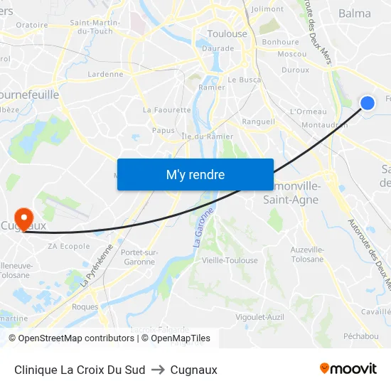 Clinique La Croix Du Sud to Cugnaux map