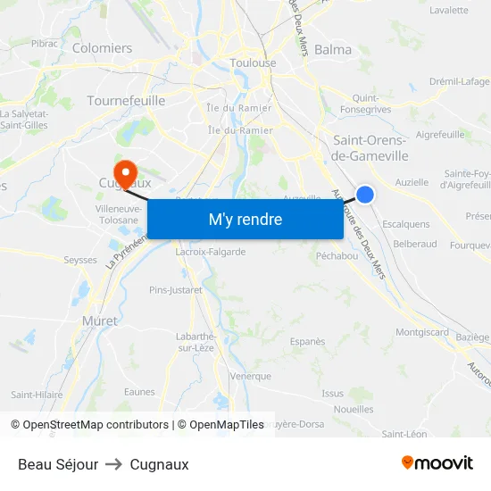 Beau Séjour to Cugnaux map