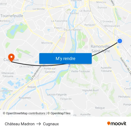 Château Madron to Cugnaux map