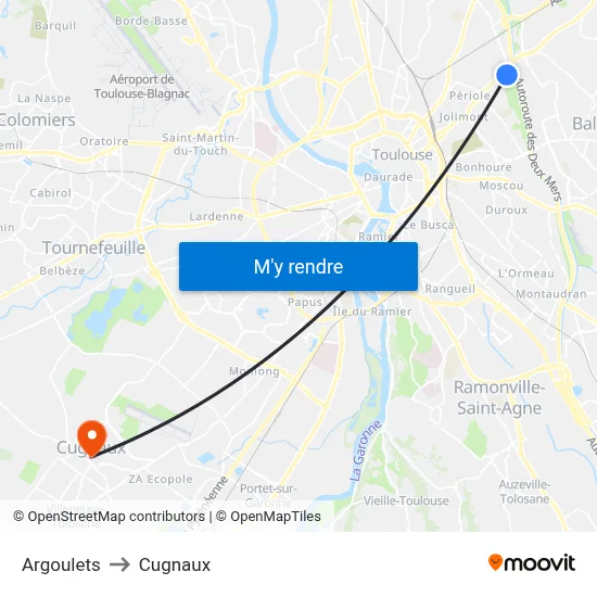 Argoulets to Cugnaux map