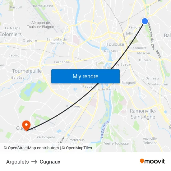 Argoulets to Cugnaux map