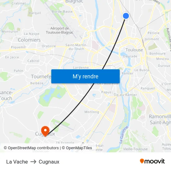 La Vache to Cugnaux map