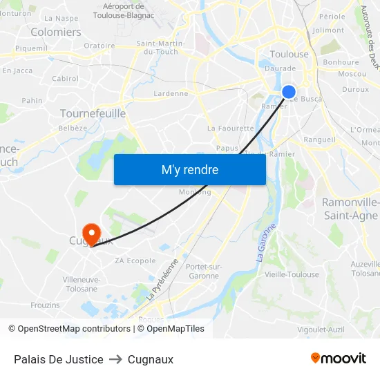Palais De Justice to Cugnaux map