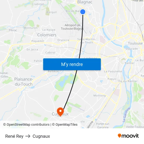 René Rey to Cugnaux map