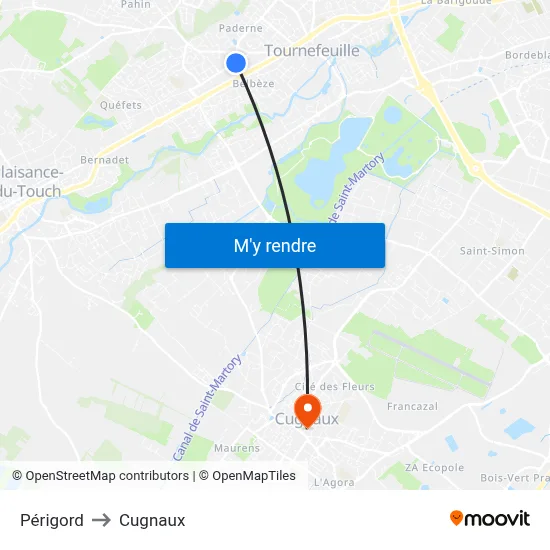 Périgord to Cugnaux map