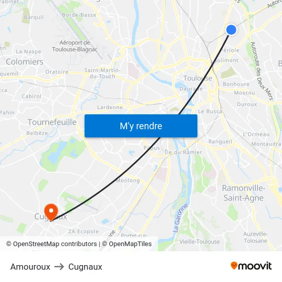 Amouroux to Cugnaux map