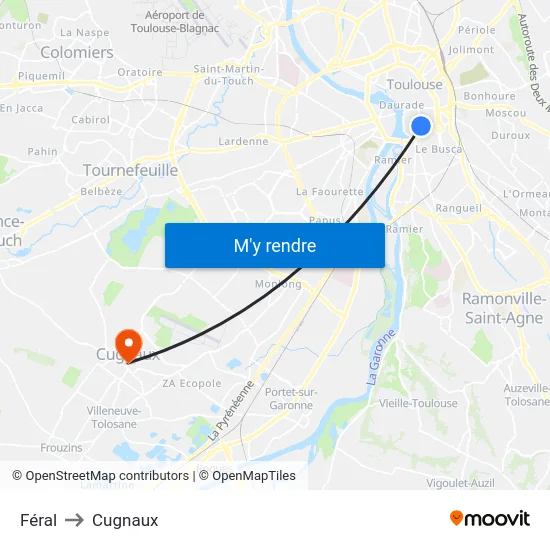 Féral to Cugnaux map