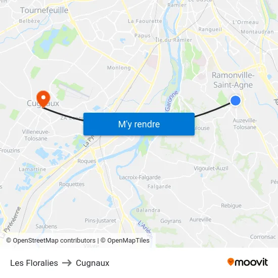 Les Floralies to Cugnaux map