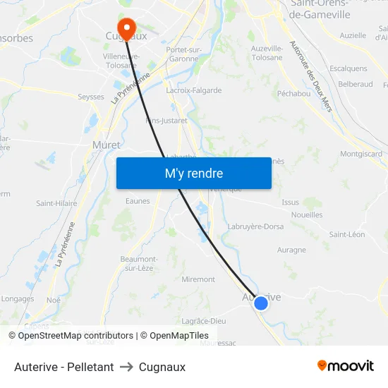 Auterive - Pelletant to Cugnaux map