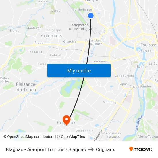 Blagnac - Aéroport Toulouse Blagnac to Cugnaux map