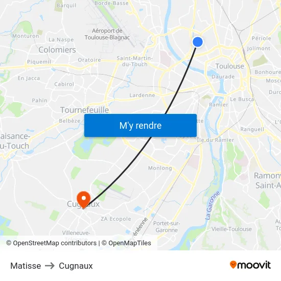 Matisse to Cugnaux map