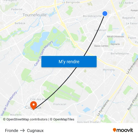 Fronde to Cugnaux map