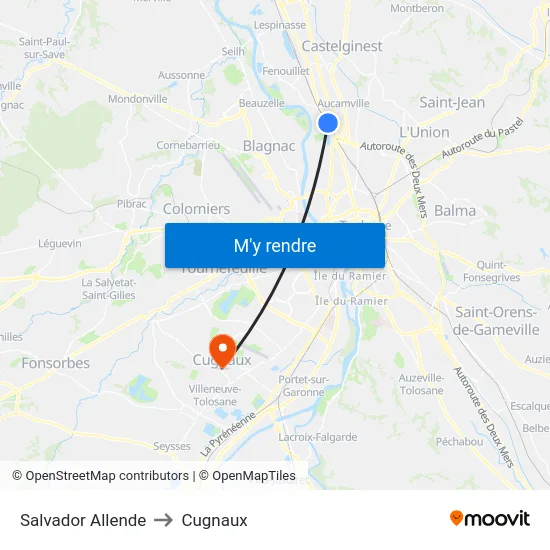 Salvador Allende to Cugnaux map