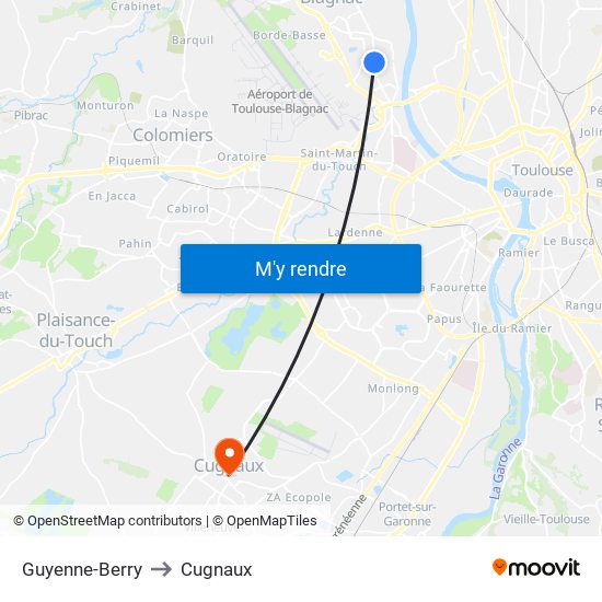 Guyenne-Berry to Cugnaux map