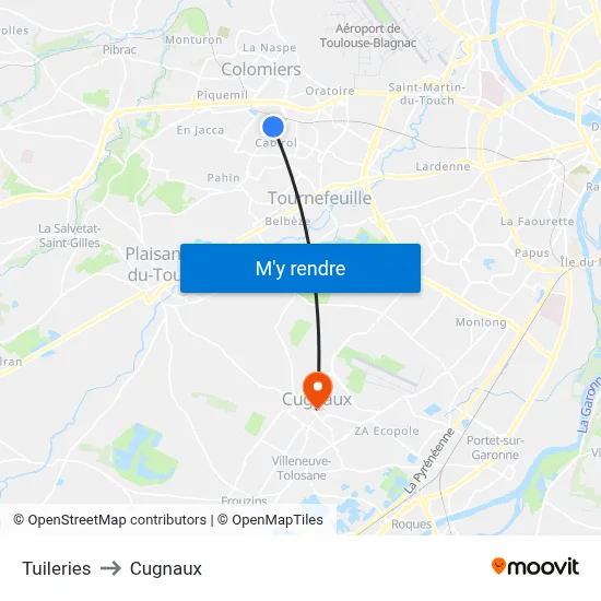 Tuileries to Cugnaux map