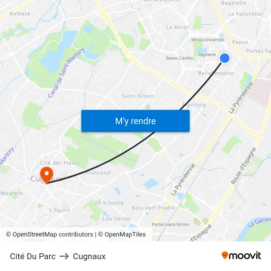 Cité Du Parc to Cugnaux map