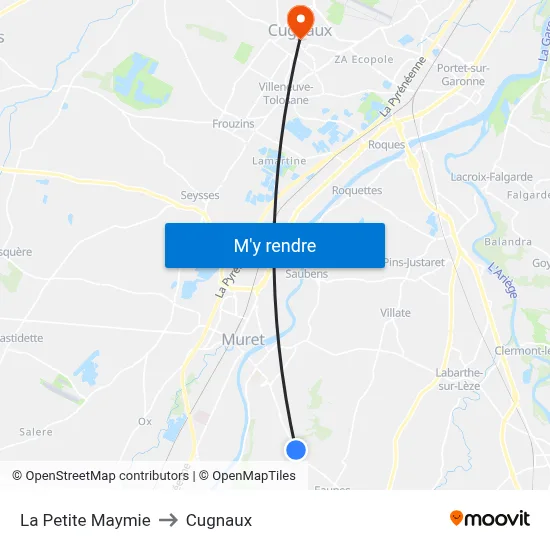 La Petite Maymie to Cugnaux map