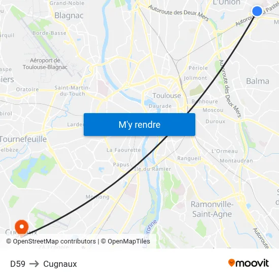 D59 to Cugnaux map