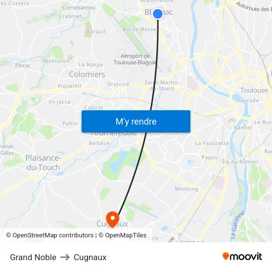 Grand Noble to Cugnaux map