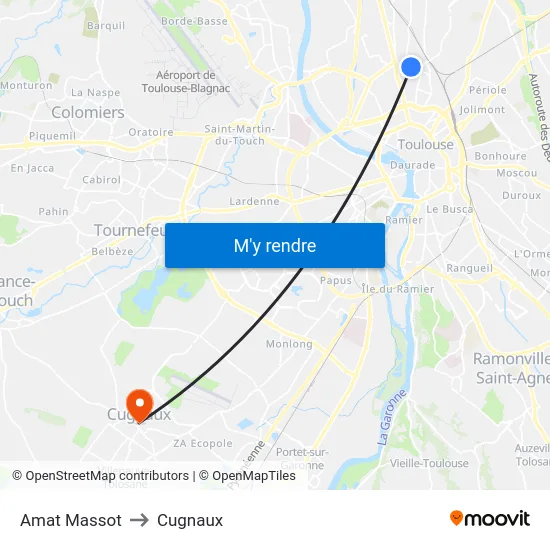 Amat Massot to Cugnaux map