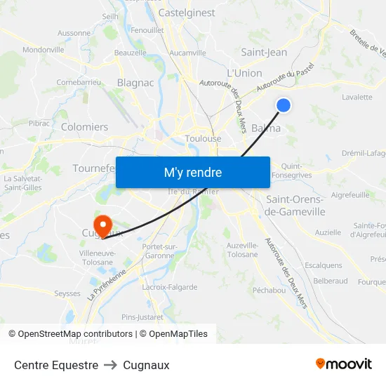 Centre Equestre to Cugnaux map