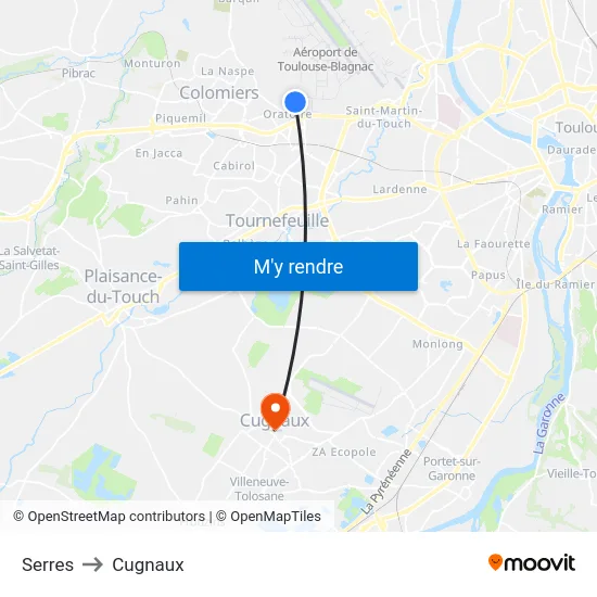 Serres to Cugnaux map