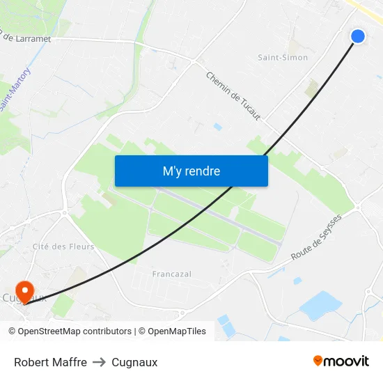 Robert Maffre to Cugnaux map