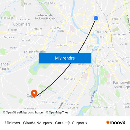 Minimes - Claude Nougaro - Gare to Cugnaux map